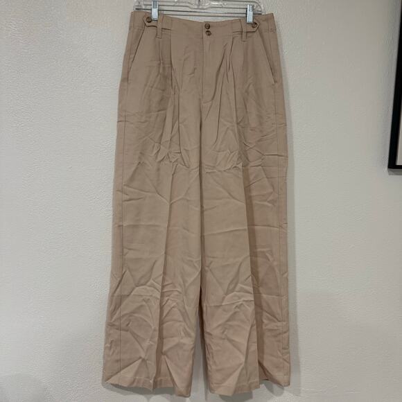 NWT The Harlow Wide Leg Pant in Harvest Moon Tan Beige Trouser Size 10 - Picture 2 of 11